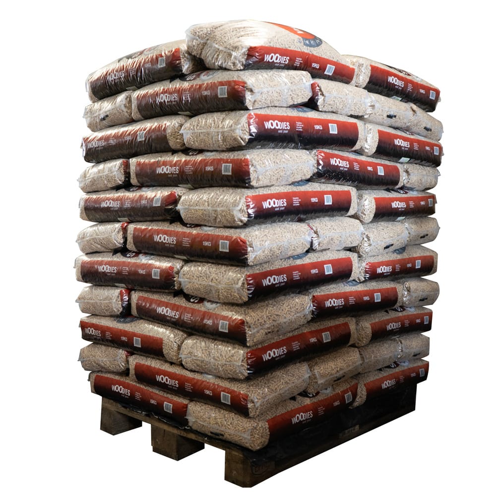 Pallet met Woodies pellets